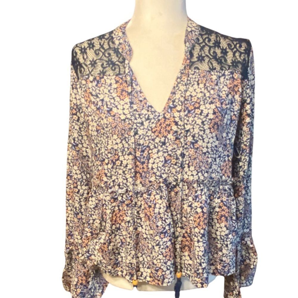 GYPSIES & Moondust Long Sleeve Bohemian Floral Top Size Medium